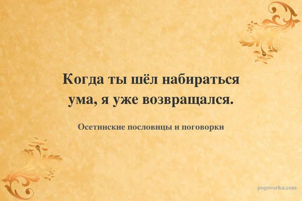 Когда ты шёл набираться ума, я уже возвращался.