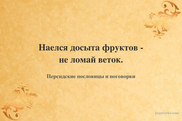 Наелся досыта фруктов - не ломай веток.