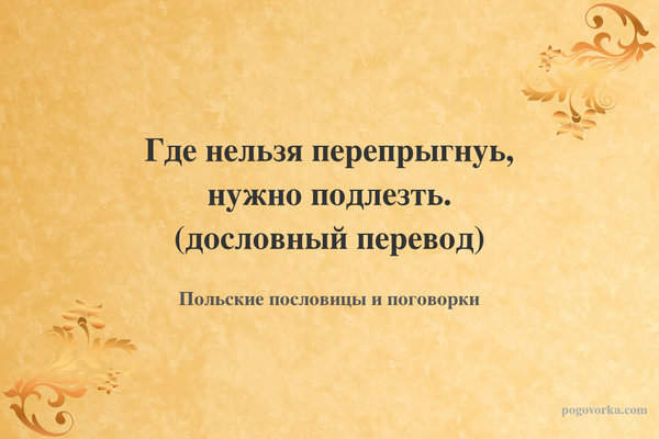 Где нельзя перепрыгнуь, нужно подлезть. (дословный перевод)