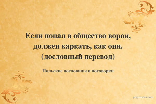 Если попал в общество ворон, должен каркать, как они. (дословный перевод)