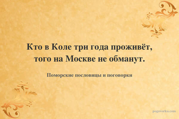 Кто в Коле три года проживёт, того на Москве не обманут.