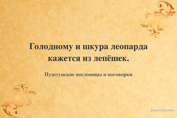 Голодному и шкура леопарда кажется из лепёшек.