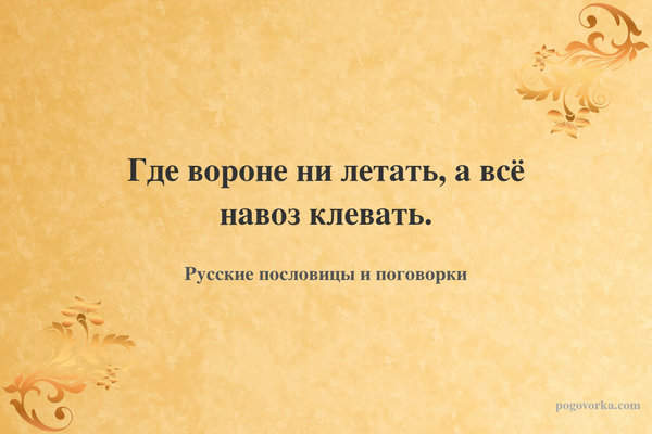 Где вороне ни летать, а всё навоз клевать.