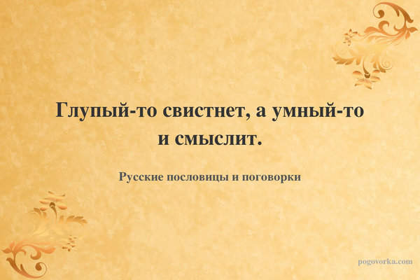 Глупый-то свистнет, а умный-то и смыслит.