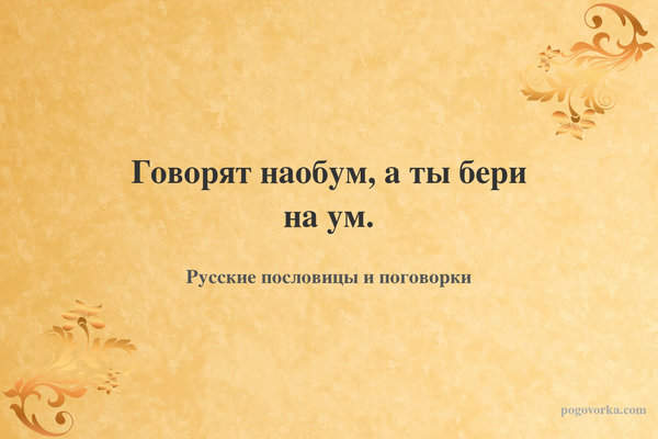 Говорят наобум, а ты бери на ум.