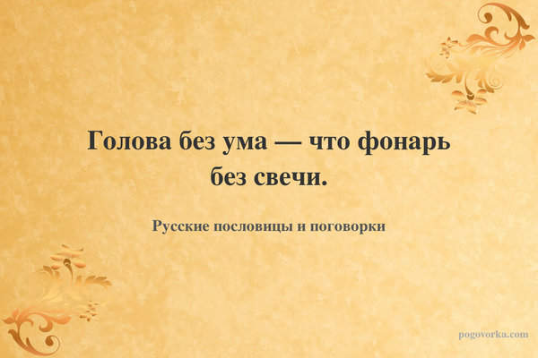 Голова без ума — что фонарь без свечи.