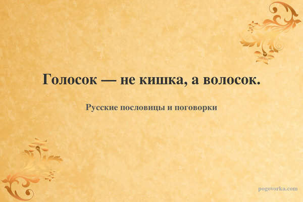 Голосок — не кишка, а волосок.