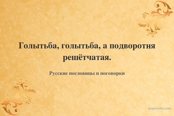 Голытьба, голытьба, а подворотня решётчатая.