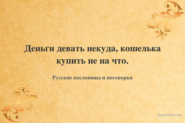 Деньги девать некуда, кошелька купить не на что.