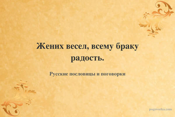 Жених весел, всему браку радость.
