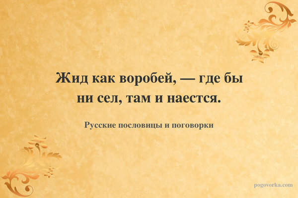 Жид как воробей, — где бы ни сел, там и наестся.