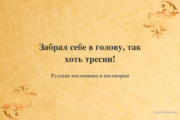 Забрал себе в голову, так хоть тресни!