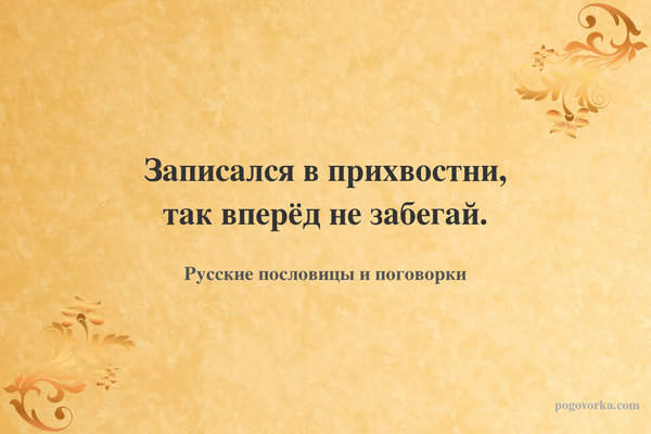 Записался в прихвостни, так вперёд не забегай.