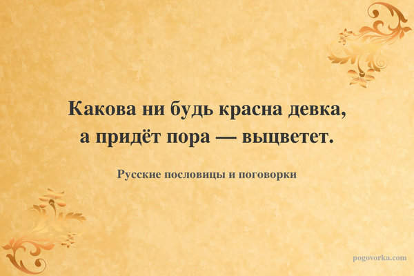 Какова ни будь красна девка, а придёт пора — выцветет.