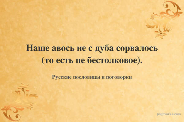 Наше авось не с дуба сорвалось (то есть не бестолковое).