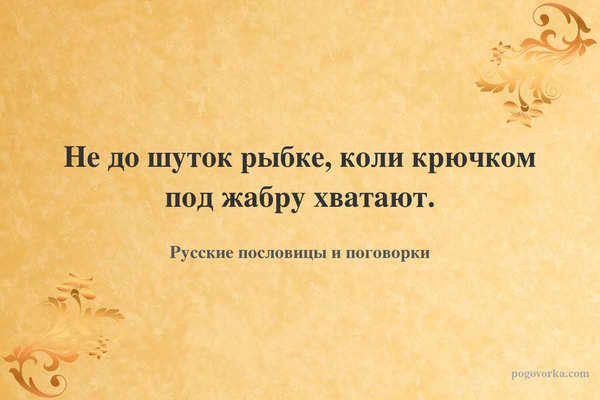 Не до шуток рыбке, коли крючком под жабру хватают.
