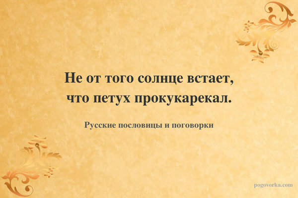 Не от того солнце встает, что петух прокукарекал.