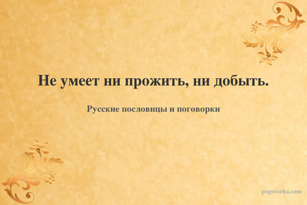 Не умеет ни прожить, ни добыть.
