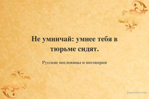 Не умничай: умнее тебя в тюрьме сидят.