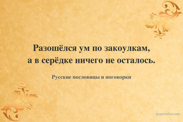 Разошёлся ум по закоулкам, а в серёдке ничего не осталось.