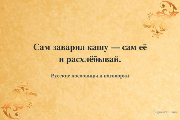 Сам заварил кашу — сам её и расхлёбывай.