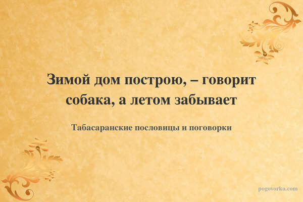 Зимой дом построю, – говорит собака, а летом забывает