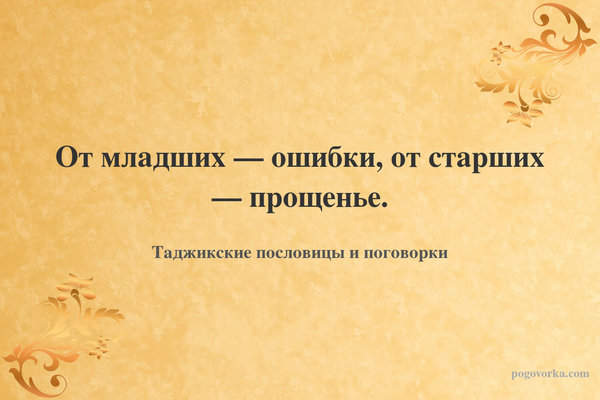 От младших — ошибки, от старших — прощенье.