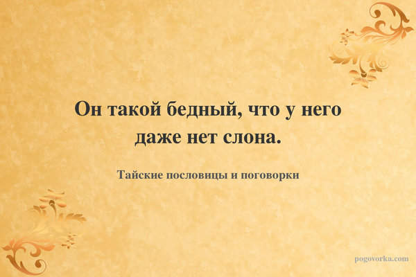 Он такой бедный, что у него даже нет слона.