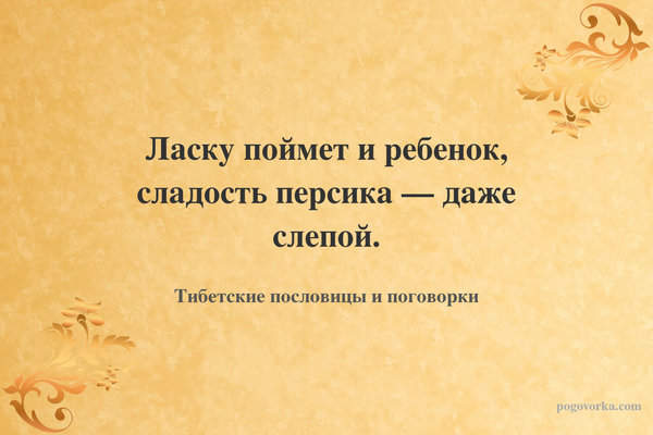 Ласку поймет и ребенок, сладость персика — даже слепой.