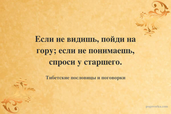 Если не видишь, пойди на гору; если не понимаешь, спроси у старшего.