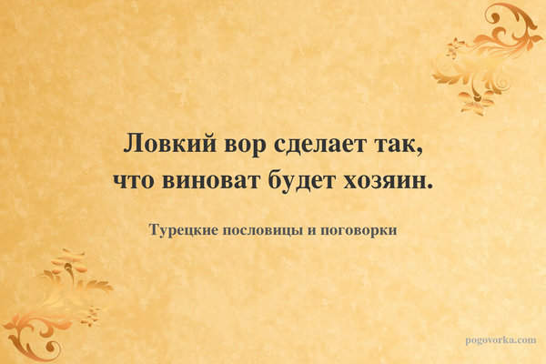 Ловкий вор сделает так, что виноват будет хозяин.