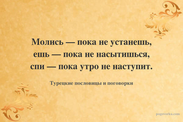 Молись — пока не устанешь, ешь — пока не насытишься, спи — пока утро не наступит.