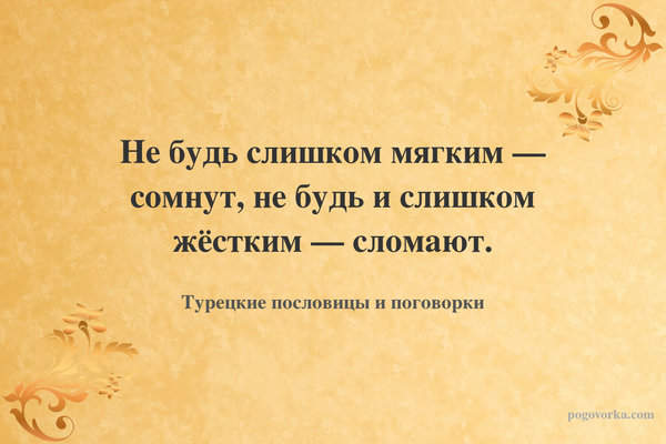Не будь слишком мягким — сомнут, не будь и слишком жёстким — сломают.