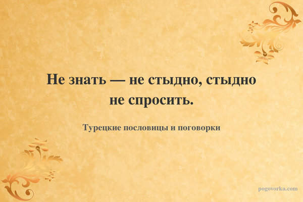 Не знать — не стыдно, стыдно не спросить.