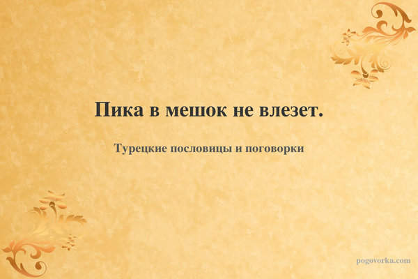 Пика в мешок не влезет.