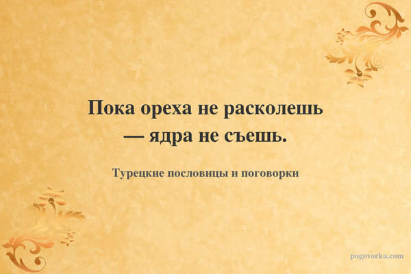 Пока ореха не расколешь — ядра не съешь.