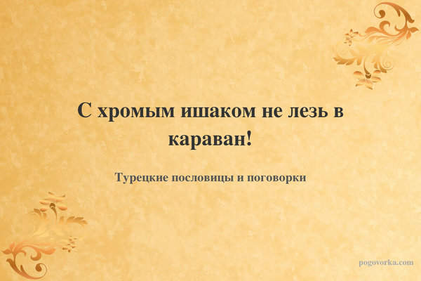С хромым ишаком не лезь в караван!