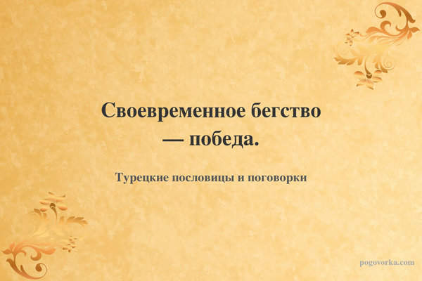 Своевременное бегство — победа.