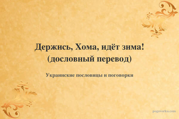 Держись, Хома, идёт зима! (дословный перевод)