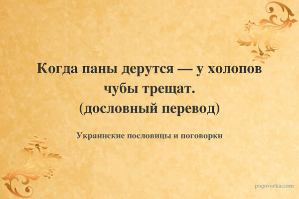 Когда паны дерутся — у холопов чубы трещат. (дословный перевод)
