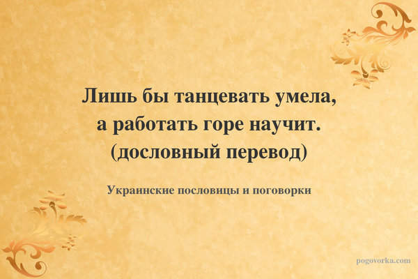 Лишь бы танцевать умела, а работать горе научит. (дословный перевод)