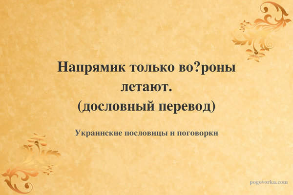 Напрямик только во́роны летают. (дословный перевод)