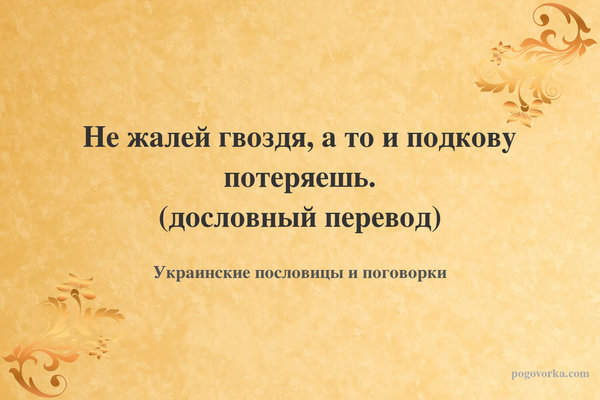 Не жалей гвоздя, а то и подкову потеряешь. (дословный перевод)