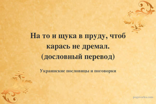 На то и щука в пруду, чтоб карась не дремал. (дословный перевод)