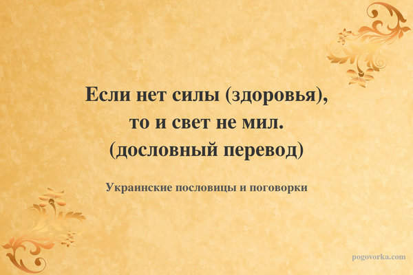 Если нет силы (здоровья), то и свет не мил. (дословный перевод)