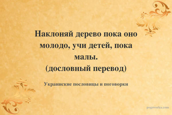 Наклоняй дерево пока оно молодо, учи детей, пока малы. (дословный перевод)