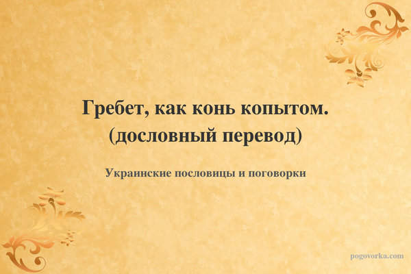 Гребет, как конь копытом. (дословный перевод)