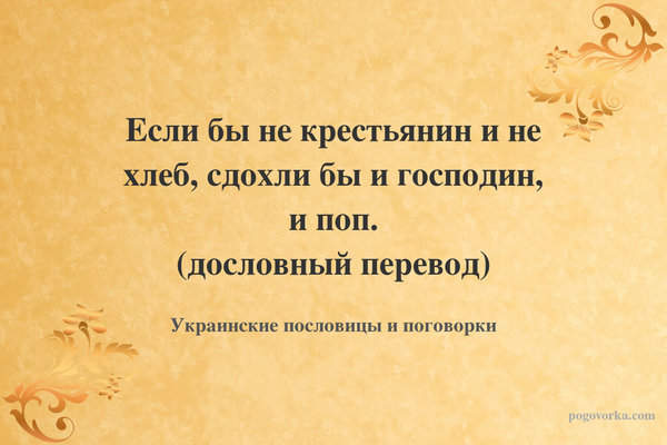 Если бы не крестьянин и не хлеб, сдохли бы и господин, и поп. (дословный перевод)