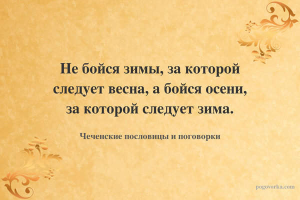 Не бойся зимы, за которой следует весна, а бойся осени, за которой следует зима.