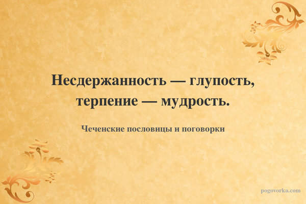 Несдержанность — глупость, терпение — мудрость.